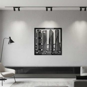 cuadro recortado en metal "rascacielos de chamartin" para pared.