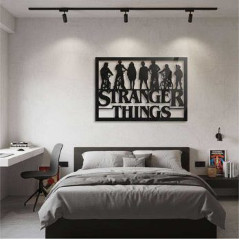 cuadro recortado en metal serie "stranger things" para pared.