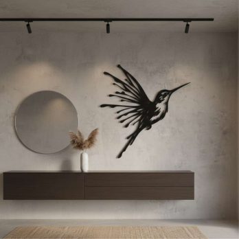cuadro recortado en metal de aves "colibrí" para pared.