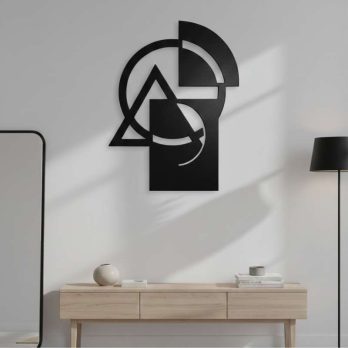 cuadro recortado en metal geométrico "enfoque" para pared.