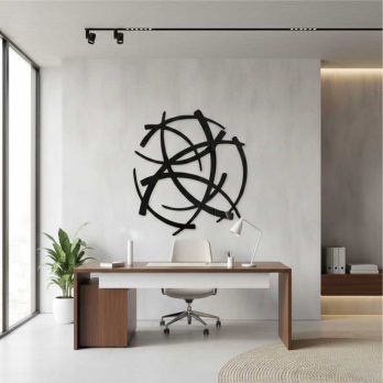 cuadro recortado en metal moderno "esfera lineal" para pared.