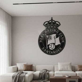 cuadro recortado en metal de futbol "racing de santander" para pared.