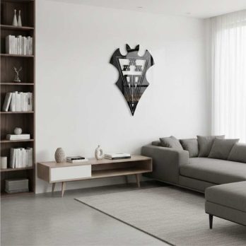 cuadro recortado en metal del escudo futbol del albacete para pared.