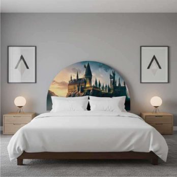 cabecero de cama impreso a color de harry potter.