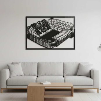 cuadro recortado en metal del campo del mestalla para pared.