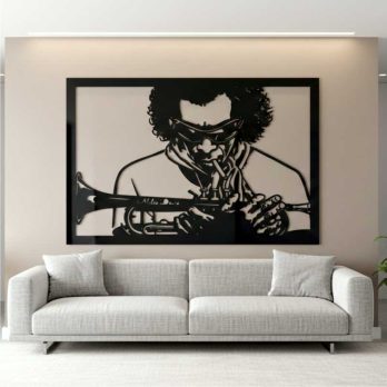 cuadro recortado en metal de miles davis para pared.