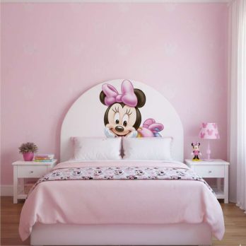 cabecero de cama impreso a color de minnie.