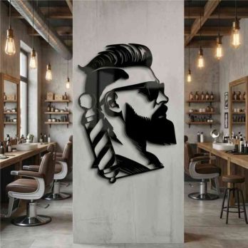 cuadro recortado en metal para barber shop.