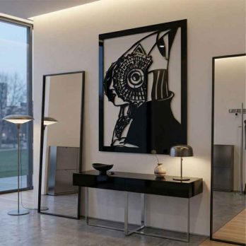 cuadro recortado en metal de la dama de elche para pared.