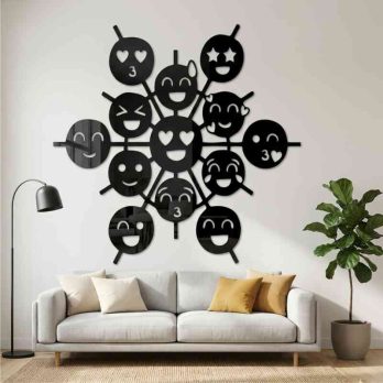 cuadro recortado en metal de emojis para pared.