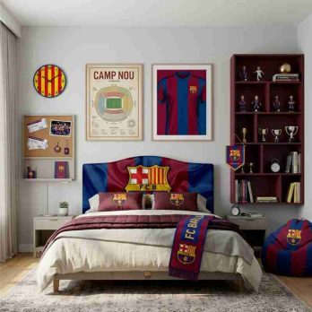 cabecero de cama a color de f.c barcelona.