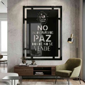 cuadro recortado en metal de cancion de viva suecia para pared.