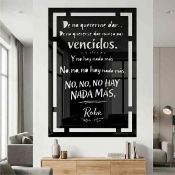 cuadro recortado en metal de cancion de robe iniesta para pared.