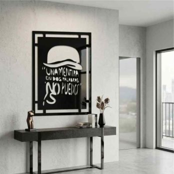 cuadro recortado en metal frase de sabina para pared.