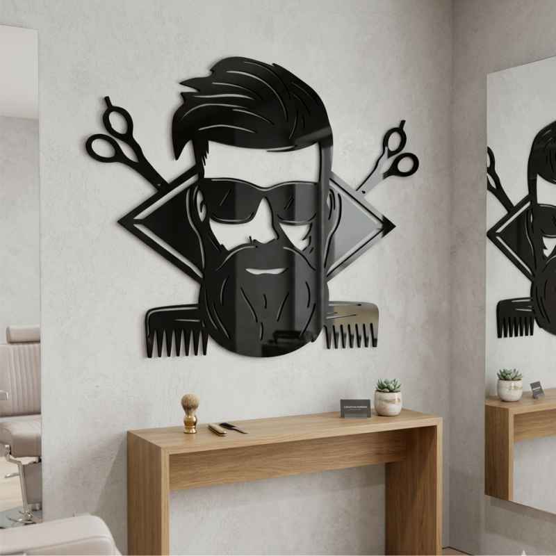 cuadro recortado en metal para barberia.