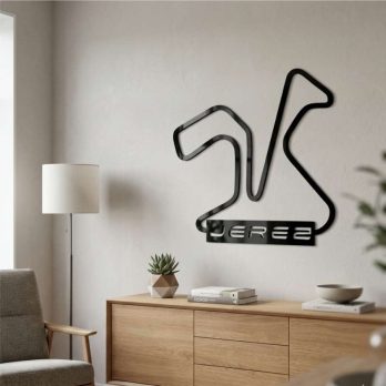 cuadro recortado en metal del circuito de jerez para pared.