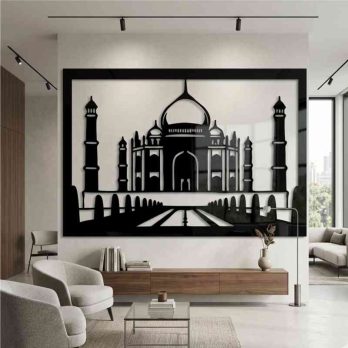 cuadro recortado en metal de taj mahal para pared.