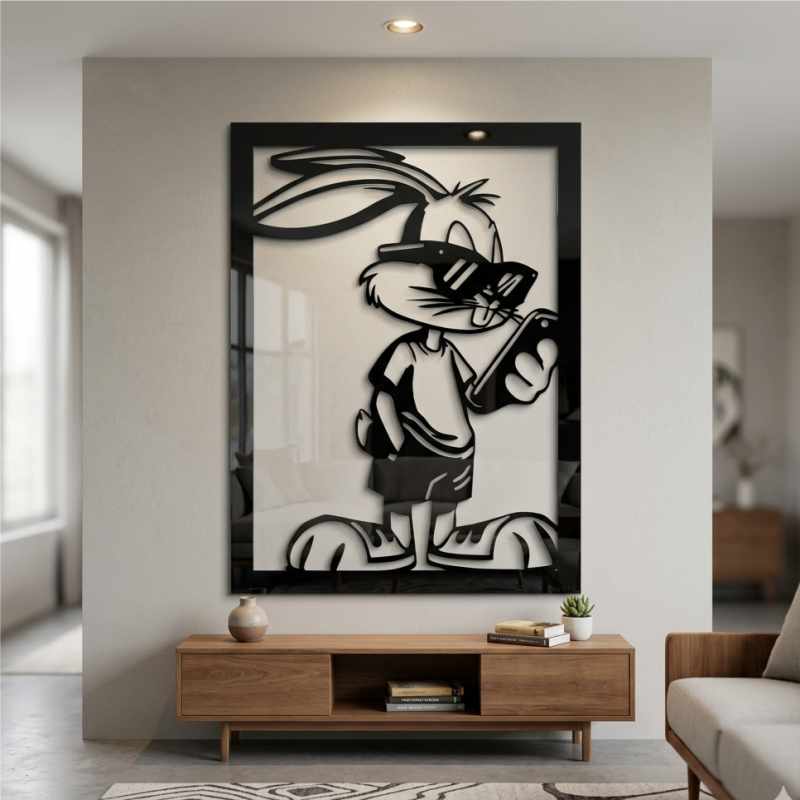 cuadro recortado en metal de bugs bunny para pared.