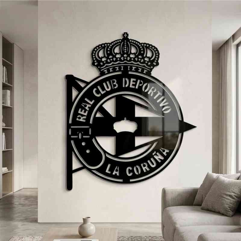 cuadro recortado en metal del escudo de r.c.d la coruña.