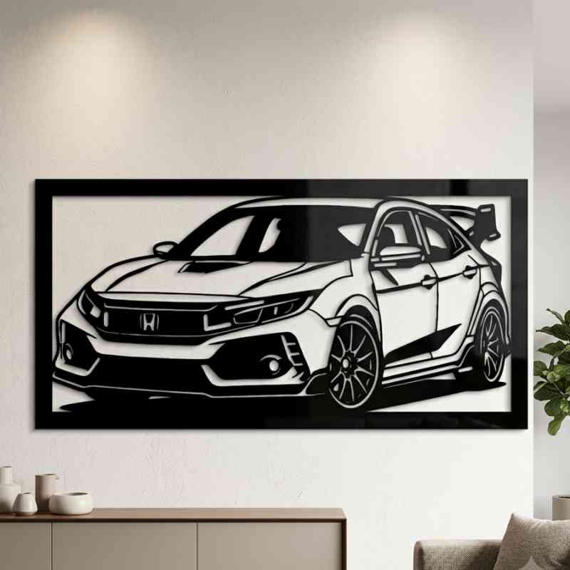 cuadro recortado en metal de type r.