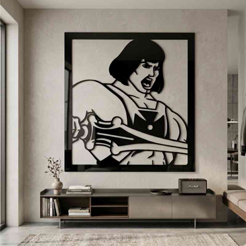 cuadro recortado en metal de he-man.