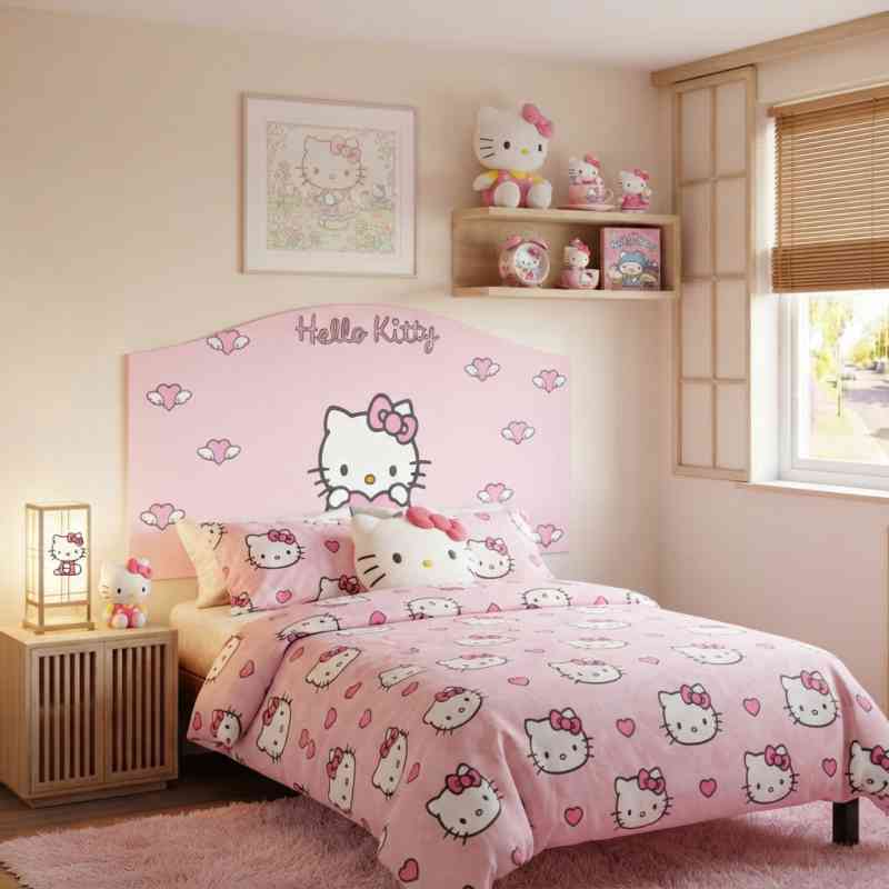 cabecero de cama infantil de hello kitty