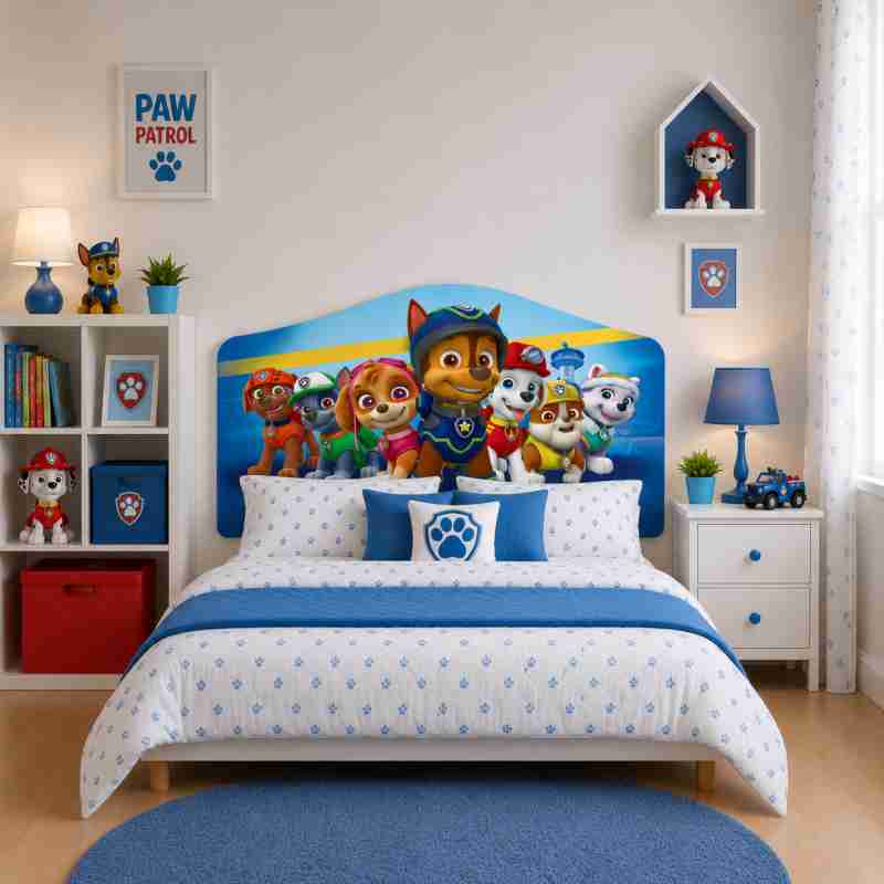 cabecero de cama infantil de la patrulla canina.