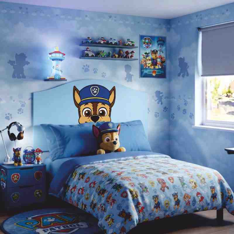 cabecero de cama infantil de la patrulla canina.
