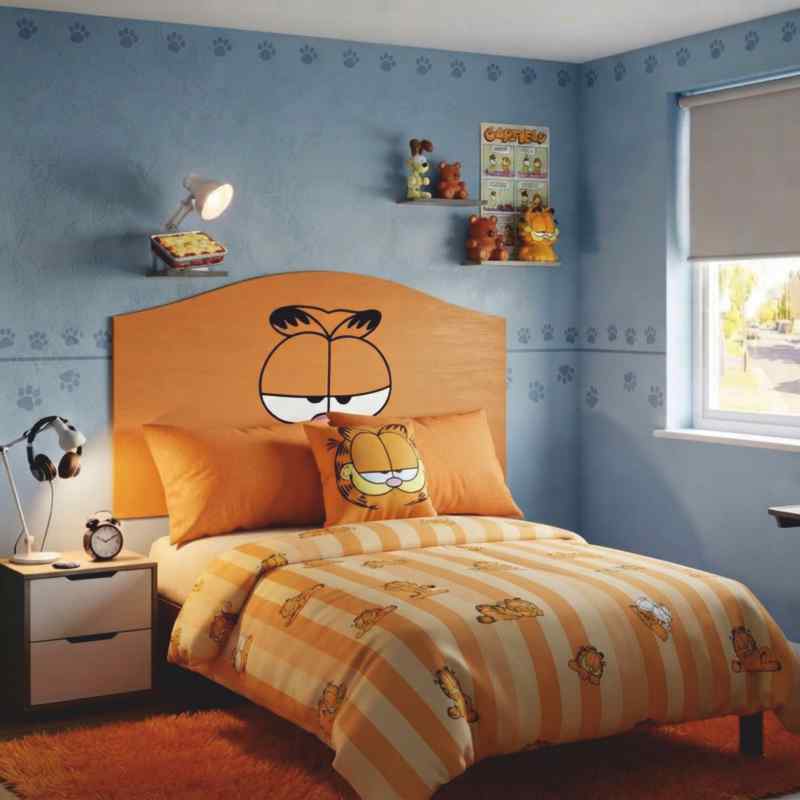 cabecero de cama infantil a color de Garfield.