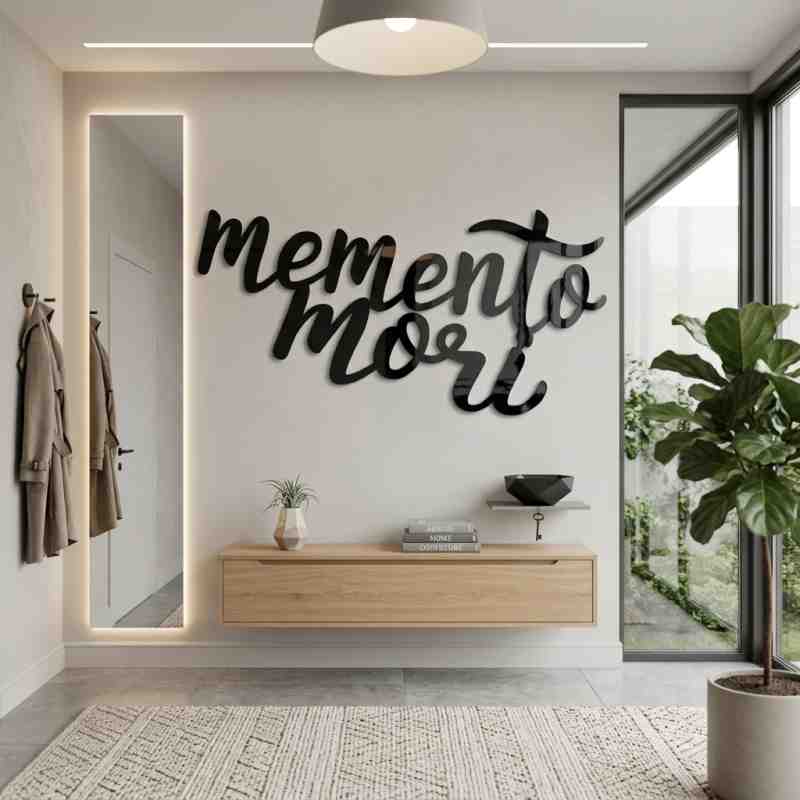 cuadro recortado en metal de frase motivadora.