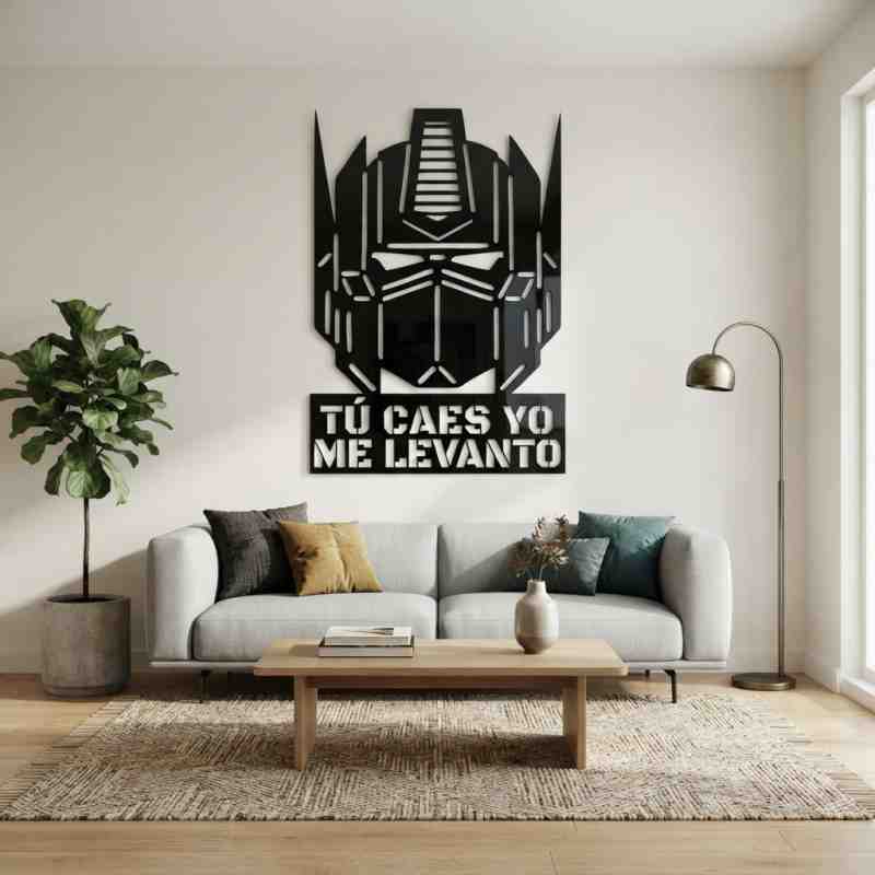 cuadro recortado en metal de transformers.